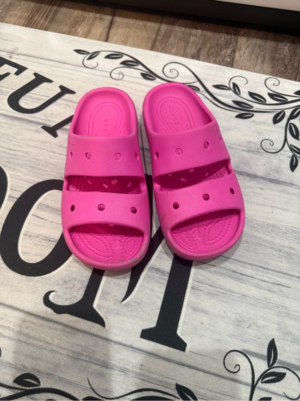 Kids Crocs Pink Slide Sandals - Comfortable Slip-On Pool Shoes